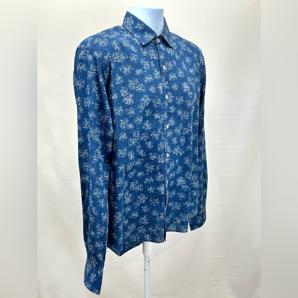 CULTURATA Men's Blue Casual pattern Button Down Shirt size M. - Picture 7 of 11